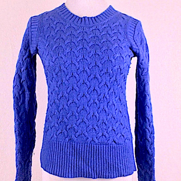 J.Crew Classic Blue Cable-Knit Crewneck Sweater - Picture 6 of 12
